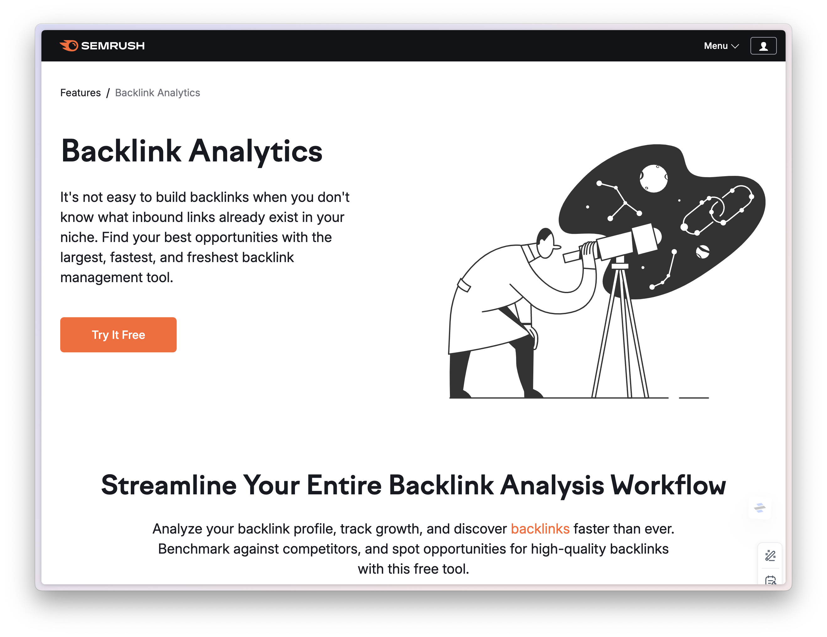 Semrush Backlink Analytics